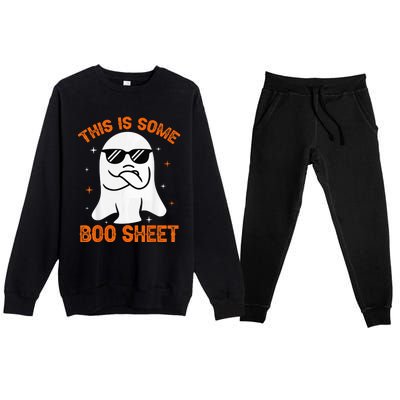 This Is Some Boo Sheet Ghost Retro Halloween Costume Wo Premium Crewneck Sweatsuit Set