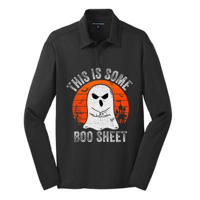 This Is Some Boo Sheet Ghost Halloween Costume Funny Silk Touch Performance Long Sleeve Polo