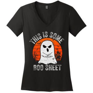 This Is Some Boo Sheet Ghost Halloween Costume Funny Women's V-Neck T-Shirt