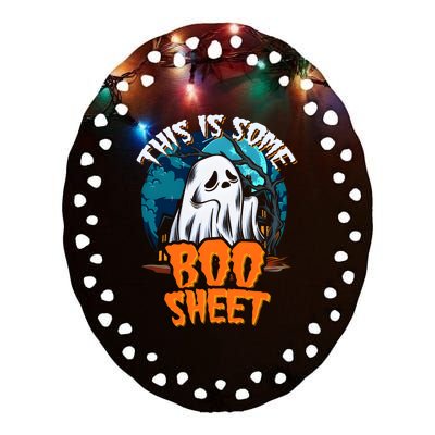 This Is Some Boo Sheet Ghost Halloween Costume Ceramic Oval Ornament