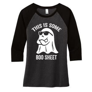 This Is Some Boo Sheet Halloween Ghost Funny Women's Tri-Blend 3/4-Sleeve Raglan Shirt