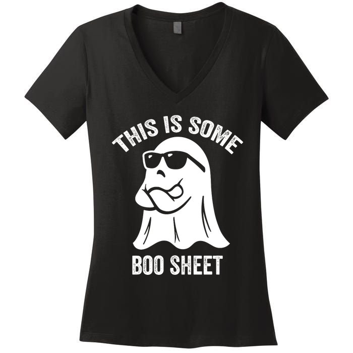 This Is Some Boo Sheet Halloween Ghost Funny Women's V-Neck T-Shirt