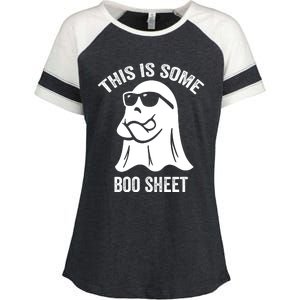 This Is Some Boo Sheet Halloween Ghost Funny Enza Ladies Jersey Colorblock Tee