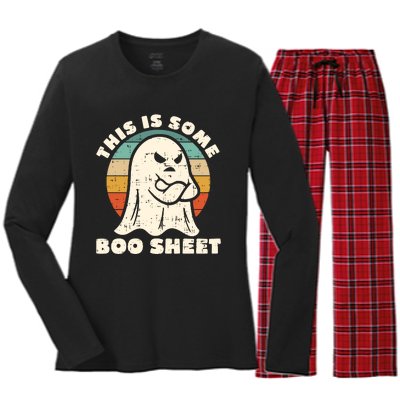 This Is Some Boo Sheet Funny Halloween Costumes Men Women Women's Long Sleeve Flannel Pajama Set 