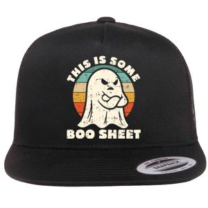 This Is Some Boo Sheet Funny Halloween Costumes Men Women Flat Bill Trucker Hat