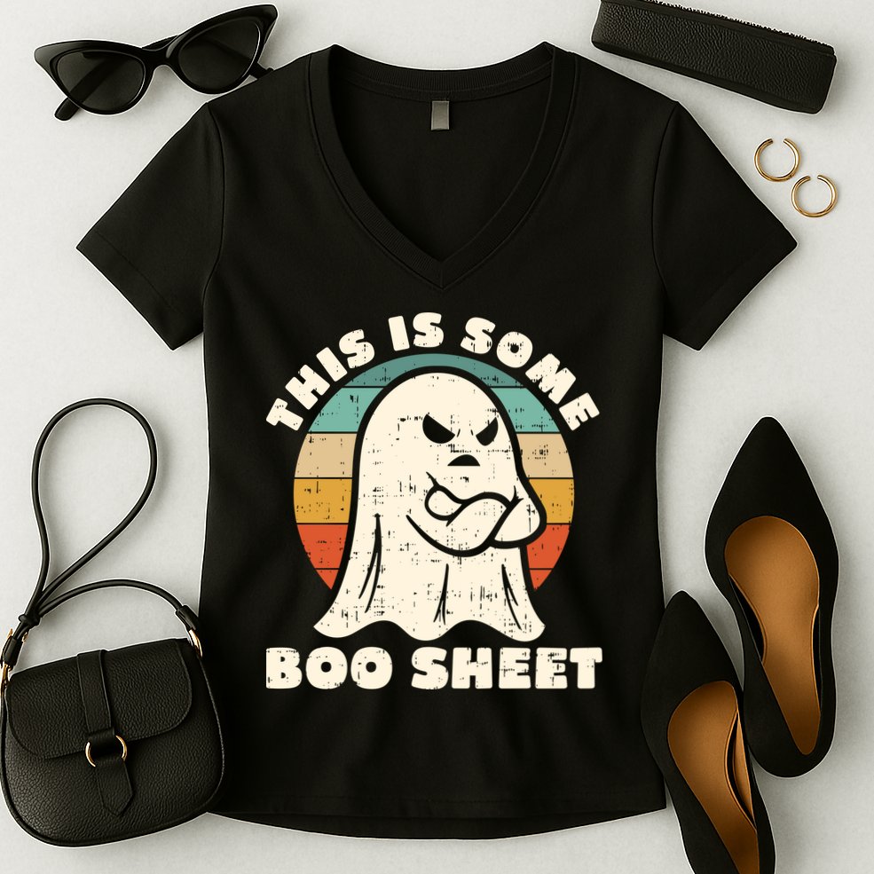 This Is Some Boo Sheet Funny Halloween Costumes Men Women Women's V-Neck T-Shirt