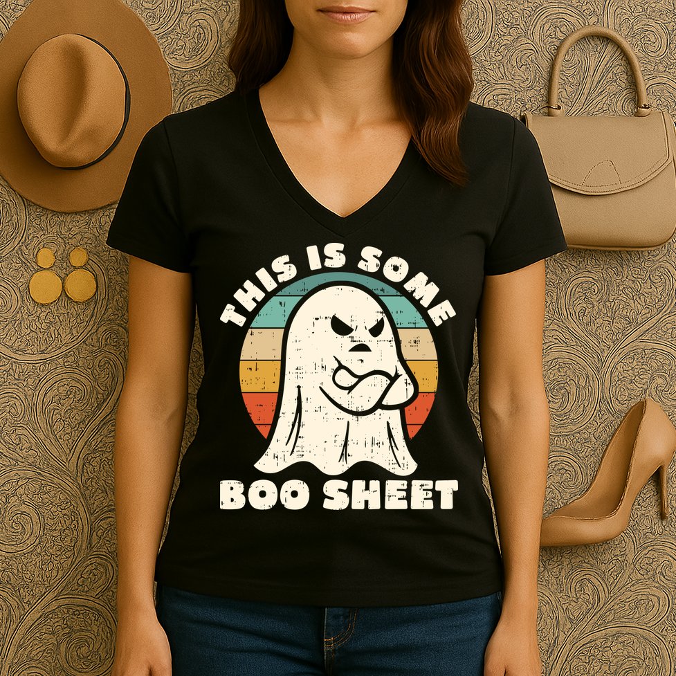This Is Some Boo Sheet Funny Halloween Costumes Men Women Women's V-Neck T-Shirt