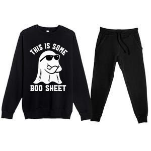 This Is Some Boo Sheet Ghost Retro Halloween Costume Premium Crewneck Sweatsuit Set