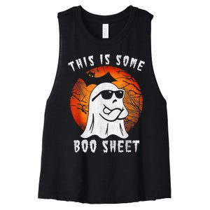 This Is Some Boo Sheet Ghost Retro Halloween Costume Wo Women's Racerback Cropped Tank