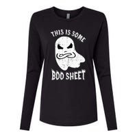 This Is Some Boo Sheet Halloween Ghost Funny Womens Cotton Relaxed Long Sleeve T-Shirt