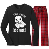 This Is Some Boo Sheet Halloween Ghost Funny Women's Long Sleeve Flannel Pajama Set 