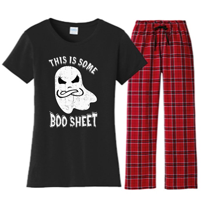 This Is Some Boo Sheet Halloween Ghost Funny Women's Flannel Pajama Set