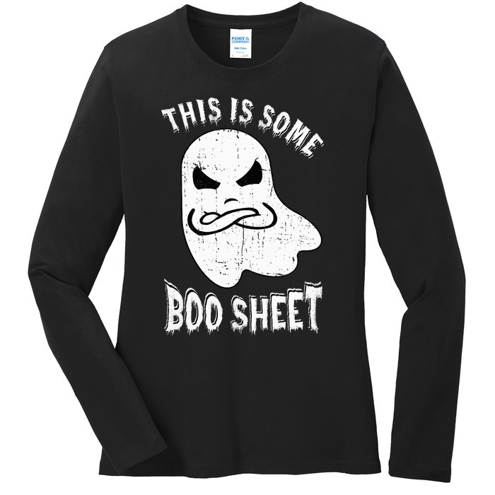 This Is Some Boo Sheet Halloween Ghost Funny Ladies Long Sleeve Shirt