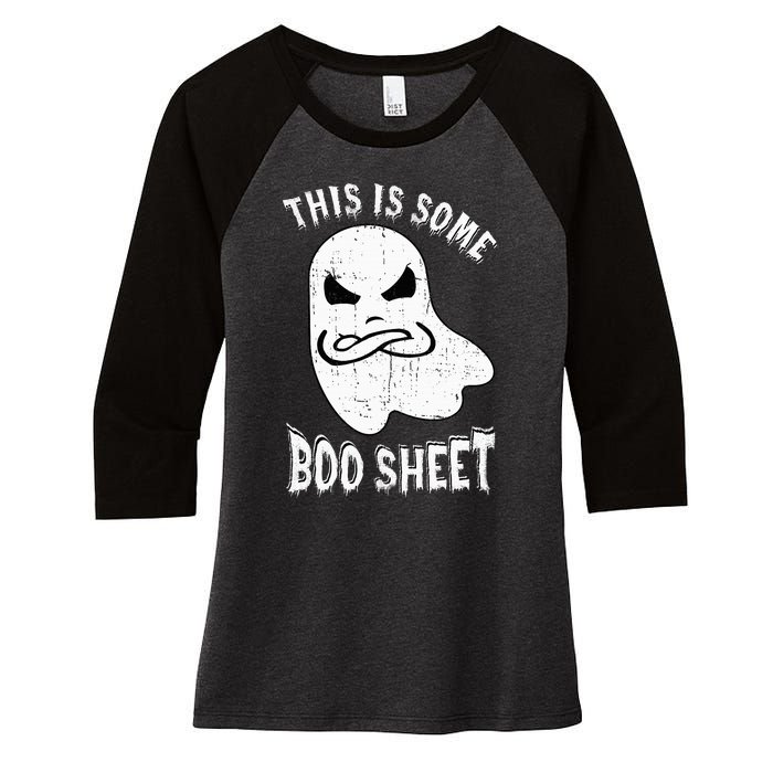 This Is Some Boo Sheet Halloween Ghost Funny Women's Tri-Blend 3/4-Sleeve Raglan Shirt