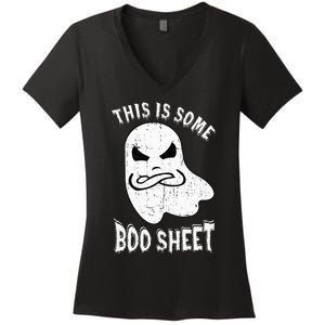 This Is Some Boo Sheet Halloween Ghost Funny Women's V-Neck T-Shirt