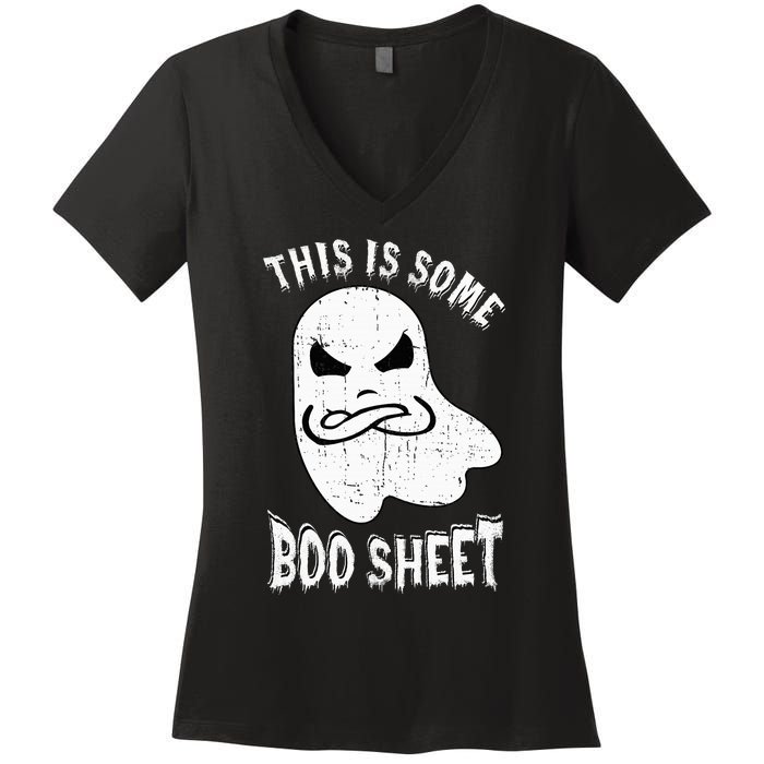 This Is Some Boo Sheet Halloween Ghost Funny Women's V-Neck T-Shirt