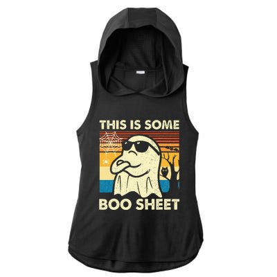 This Is Some Boo Sheet Ghost Retro Halloween Ladies PosiCharge Tri-Blend Wicking Draft Hoodie Tank