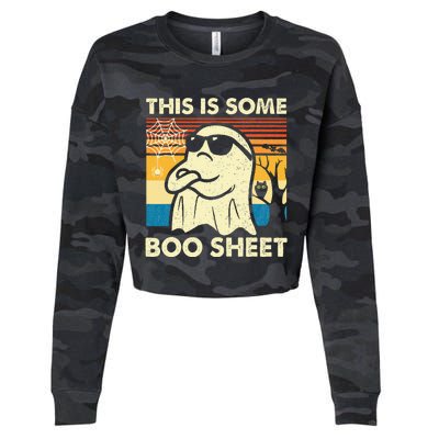 This Is Some Boo Sheet Ghost Retro Halloween Cropped Pullover Crew