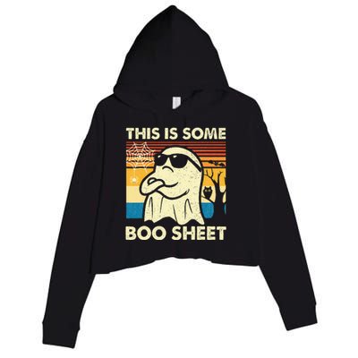 This Is Some Boo Sheet Ghost Retro Halloween Crop Fleece Hoodie