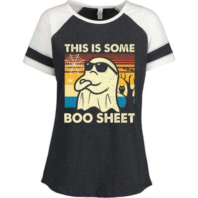 This Is Some Boo Sheet Ghost Retro Halloween Enza Ladies Jersey Colorblock Tee