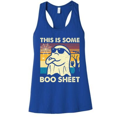 This Is Some Boo Sheet Ghost Retro Halloween Women's Racerback Tank