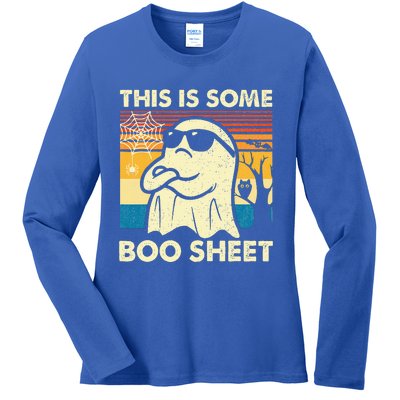 This Is Some Boo Sheet Ghost Retro Halloween Ladies Long Sleeve Shirt