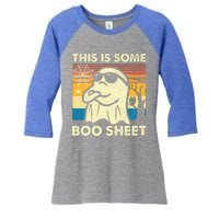 This Is Some Boo Sheet Ghost Retro Halloween Women's Tri-Blend 3/4-Sleeve Raglan Shirt