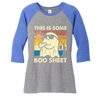 This Is Some Boo Sheet Ghost Retro Halloween Women's Tri-Blend 3/4-Sleeve Raglan Shirt