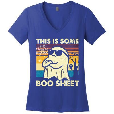 This Is Some Boo Sheet Ghost Retro Halloween Women's V-Neck T-Shirt