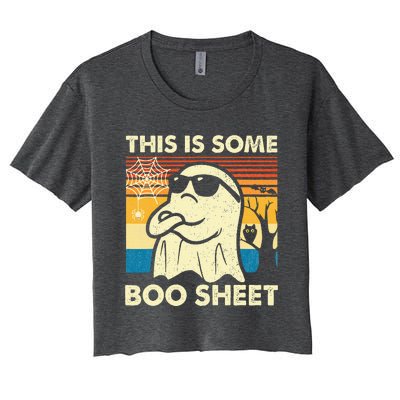 This Is Some Boo Sheet Ghost Retro Halloween Women's Crop Top Tee