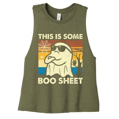 This Is Some Boo Sheet Ghost Retro Halloween Women's Racerback Cropped Tank