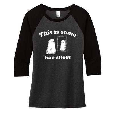 This Is Some Boo Sheet Halloween Women's Tri-Blend 3/4-Sleeve Raglan Shirt