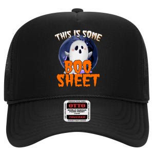 This Is Some Boo Sheet Funny Halloween Ghost High Crown Mesh Back Trucker Hat