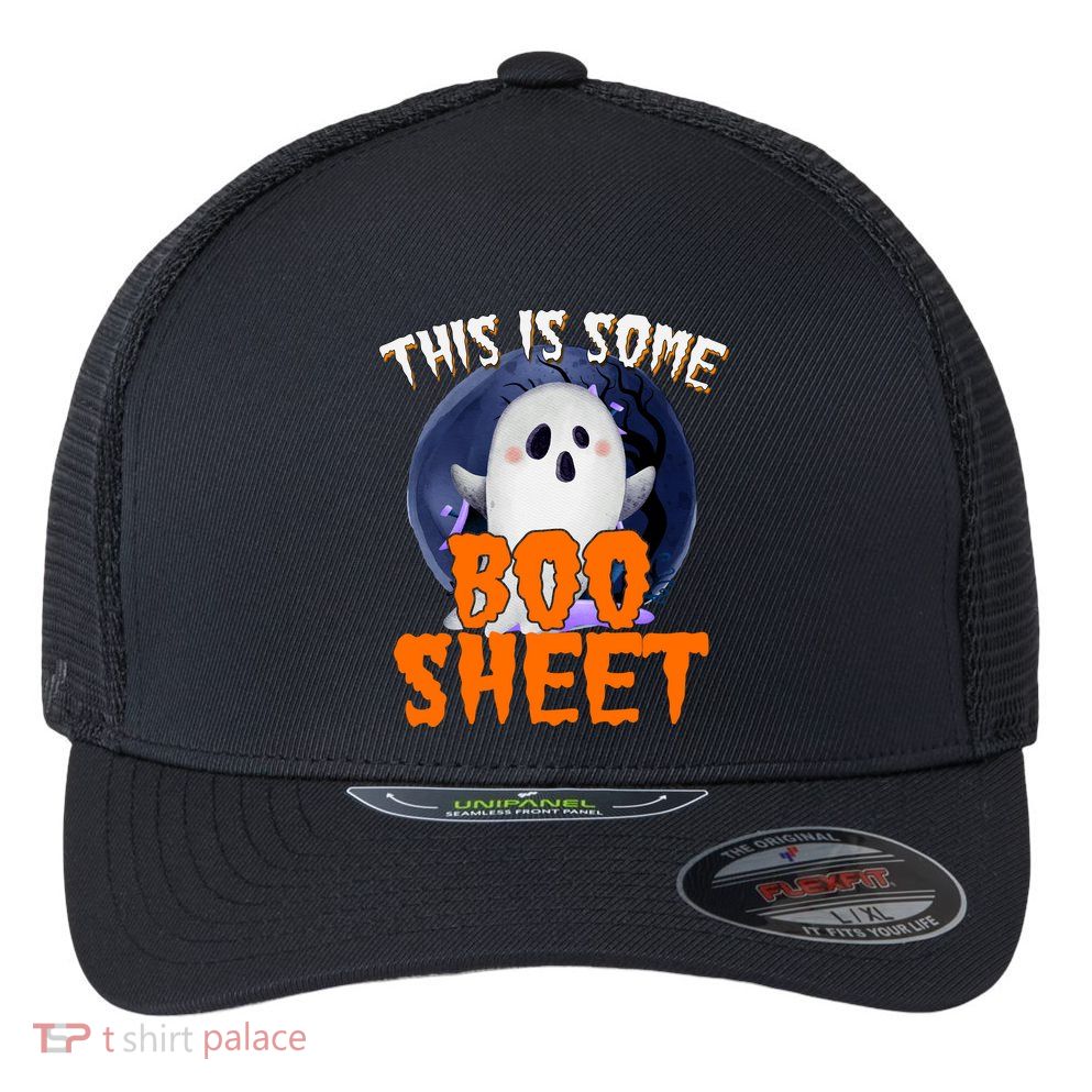 This Is Some Boo Sheet Funny Halloween Ghost Flexfit Unipanel Trucker Cap