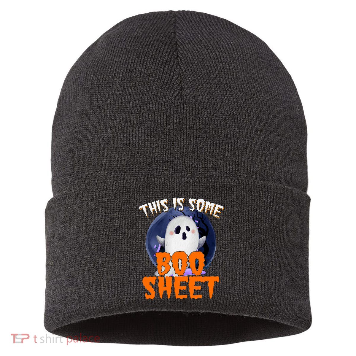 This Is Some Boo Sheet Funny Halloween Ghost Sustainable Knit Beanie