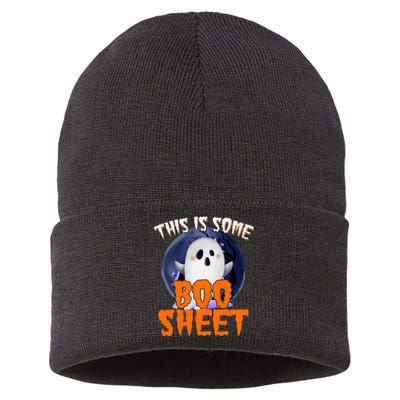 This Is Some Boo Sheet Funny Halloween Ghost Sustainable Knit Beanie