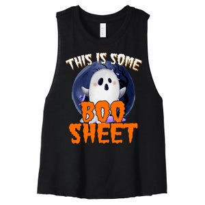 This Is Some Boo Sheet Funny Halloween Ghost Women's Racerback Cropped Tank