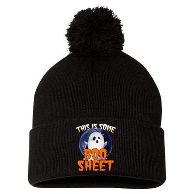 This Is Some Boo Sheet Funny Halloween Ghost Pom Pom 12in Knit Beanie