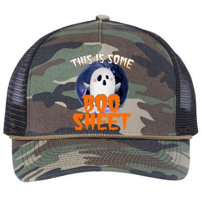 This Is Some Boo Sheet Funny Halloween Ghost Retro Rope Trucker Hat Cap