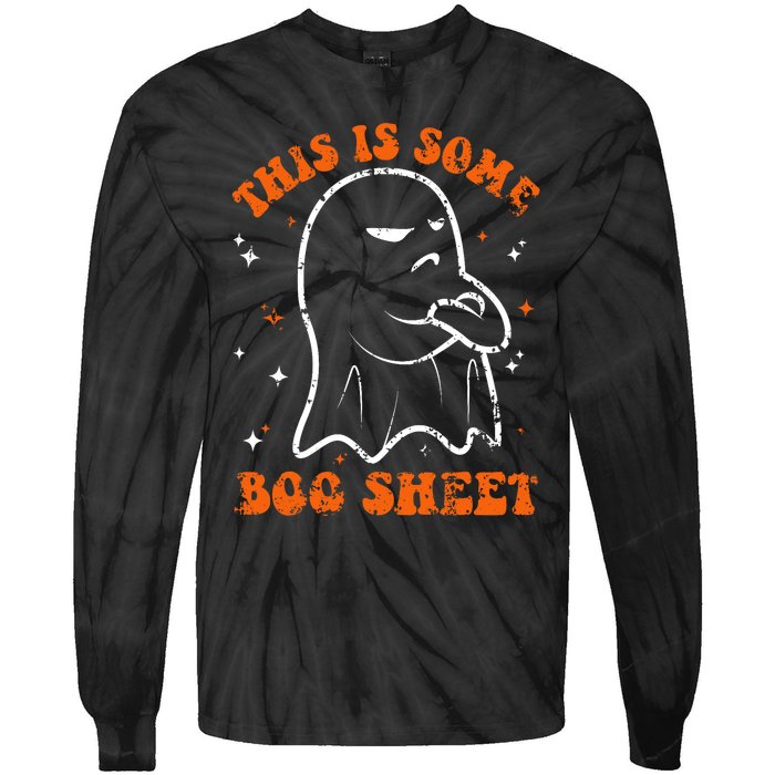 This Is Some Boo Sheet Funny Ghost Halloween Costume Retro Tie-Dye Long Sleeve Shirt