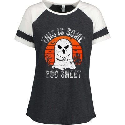 This Is Some Boo Sheet Ghost Halloween Costume Enza Ladies Jersey Colorblock Tee