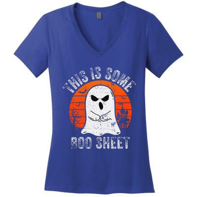 This Is Some Boo Sheet Ghost Halloween Costume Women's V-Neck T-Shirt