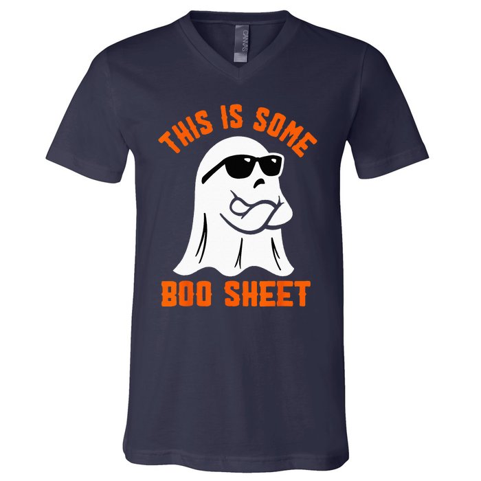 This Is Some Boo Sheet Cool Ghost Funny Halloween Costume V-Neck T-Shirt