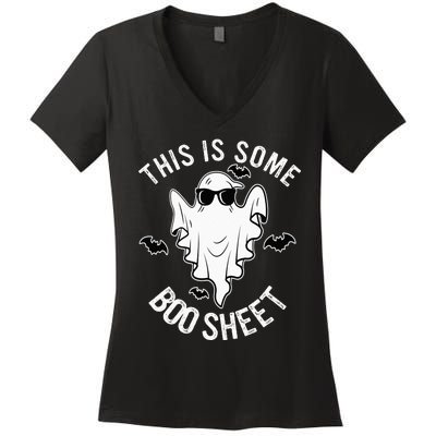 This Is Some Boo Sheet Ghost Halloween Costume Women's V-Neck T-Shirt