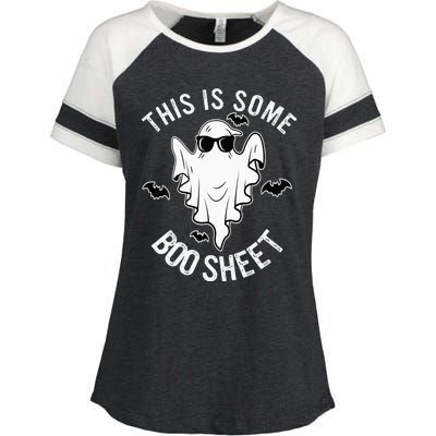 This Is Some Boo Sheet Ghost Halloween Costume Enza Ladies Jersey Colorblock Tee