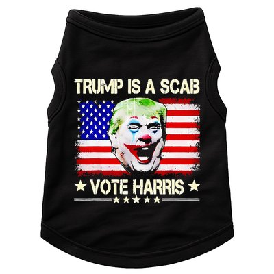 Trump Is Scab Vote Harris Trump Clown American Flag Doggie Tank