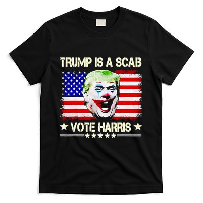 Trump Is Scab Vote Harris Trump Clown American Flag T-Shirt