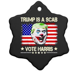 Trump Is Scab Vote Harris Trump Clown American Flag Ceramic Star Ornament