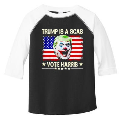 Trump Is Scab Vote Harris Trump Clown American Flag Toddler Fine Jersey T-Shirt