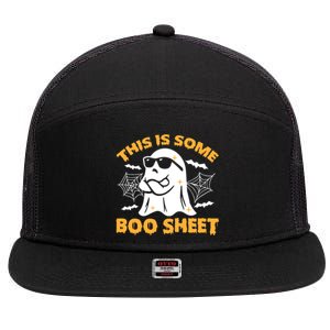 This Is Some Boo Sheet Ghost Retro Halloween Costume Spooky Season 7 Panel Mesh Trucker Snapback Hat